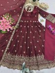 DESIGNER FENDY SILK EMBROIDERY SEQUENCE WORK & NACK IN HAND PEARL WORK GOWN BOTTOM WITH DUPATTA FESTIVE WEAR WHOLESALE PRICE ETHNIC GARMENT (3)