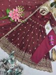 DESIGNER FENDY SILK EMBROIDERY SEQUENCE WORK & NACK IN HAND PEARL WORK GOWN BOTTOM WITH DUPATTA FESTIVE WEAR WHOLESALE PRICE ETHNIC GARMENT (3)