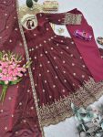 DESIGNER FENDY SILK EMBROIDERY SEQUENCE WORK & NACK IN HAND PEARL WORK GOWN BOTTOM WITH DUPATTA FESTIVE WEAR WHOLESALE PRICE ETHNIC GARMENT (3)