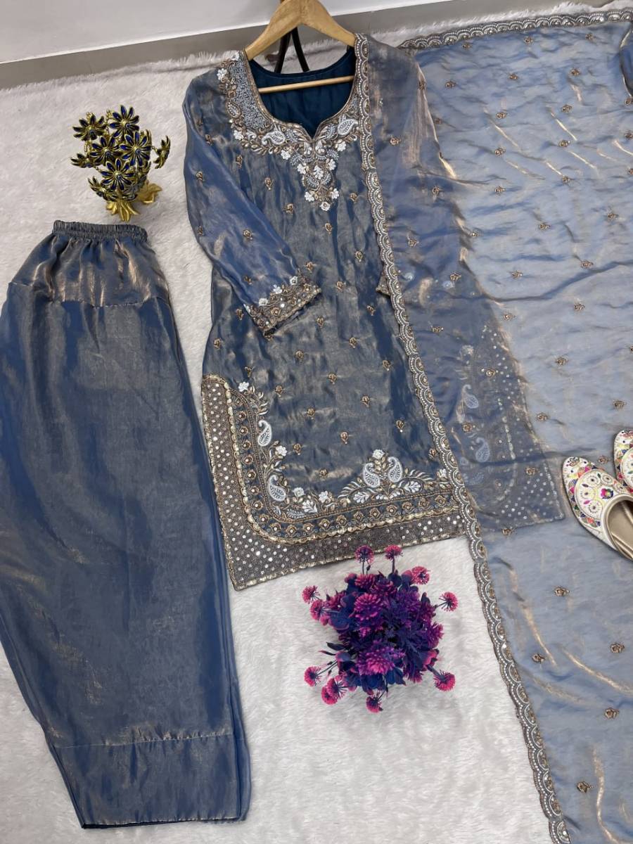 DESIGNER FENDY SILK EMBROIDERY SEQUENCE WORK TOP PATIYALA WITH DUPATTA FESTIVE WEAR WHOLESALE PRICE ETHNIC GARMENT (4)