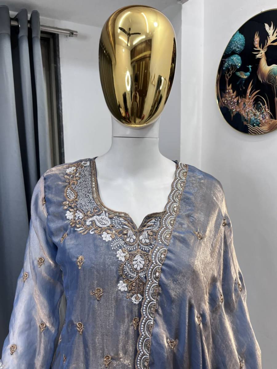 DESIGNER FENDY SILK EMBROIDERY SEQUENCE WORK TOP PATIYALA WITH DUPATTA FESTIVE WEAR WHOLESALE PRICE ETHNIC GARMENT (9)