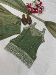 DESIGNER FENDY SILK SEQUENCE EMBROIDERY WORK TOP PALAZZO WITH DUPATTA FESTIVE WEAR WHOLESALE PRICE ETHNIC GARMENT (6)