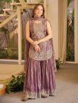DESIGNER FENDY SILK SEQUENCE EMBROIDERY WORK TOP PALAZZO WITH DUPATTA FESTIVE WEAR WHOLESALE PRICE ETHNIC GARMENT (3)