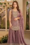 DESIGNER FENDY SILK SEQUENCE EMBROIDERY WORK TOP PALAZZO WITH DUPATTA FESTIVE WEAR WHOLESALE PRICE ETHNIC GARMENT (3)