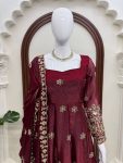 DESIGNER FENDY SILK THREAD AND 3MM AND 9MM SEQUENCE WORK GOWN BOTTOM WITH DUPATTA WEDDING WEAR WHOLESALE PRICE ETHNIC GARMENT (29)