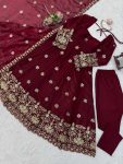 DESIGNER FENDY SILK THREAD AND 3MM AND 9MM SEQUENCE WORK GOWN BOTTOM WITH DUPATTA WEDDING WEAR WHOLESALE PRICE ETHNIC GARMENT (29)