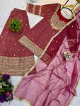 DESIGNER FRENCH CREPE PRINTED WITH FRONT EMBROIDERY WORK WITH FANCY LACE WORK TOP PALAZZO WITH DUPATTA FESTIVE WEAR WHOLESALE PRICE ETHNIC GARMENT (7)