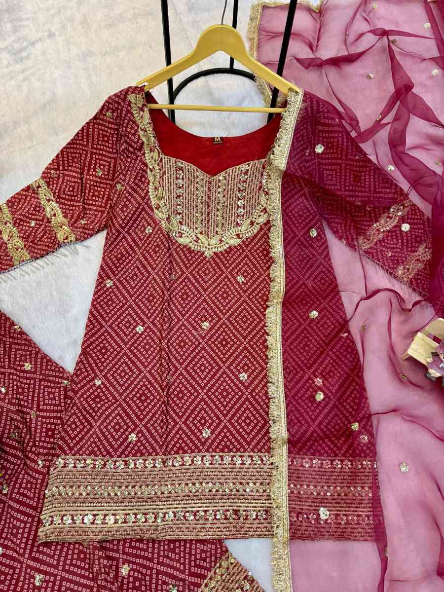 DESIGNER FRENCH CREPE PRINTED WITH FRONT EMBROIDERY WORK WITH FANCY LACE WORK TOP PALAZZO WITH DUPATTA FESTIVE WEAR WHOLESALE PRICE ETHNIC GARMENT (8)