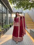 DESIGNER FRENCH SILK EMBROIDERY SEQUENCE WITH REAL MIRROR HAND WORK TOP LEHENGA WITH DUPATTA WEDDING WEAR WHOLESALE PRICE ETHNIC GARMENT (5)