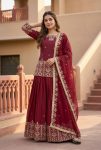 DESIGNER FRENCH SILK EMBROIDERY SEQUENCE WITH REAL MIRROR HAND WORK TOP LEHENGA WITH DUPATTA MAROON