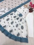 DESIGNER GEORGETTE EMBROIDERY 3 MM SEQUENCE WORK GOWN BOTTOM WITH DUPATTA WEDDING WEAR WHOLESALE PRICE ETHNIC GARMENT (7)