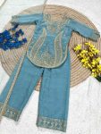 DESIGNER GEORGETTE EMBROIDERY WITH MOTI WORK KID’S TOP BOTTOM WITH DUPATTA FESTIVE WEAR WHOLESALE PRICE ETHNIC GARMENT (17)