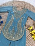 DESIGNER GEORGETTE EMBROIDERY WITH MOTI WORK KID’S TOP BOTTOM WITH DUPATTA FESTIVE WEAR WHOLESALE PRICE ETHNIC GARMENT (17)
