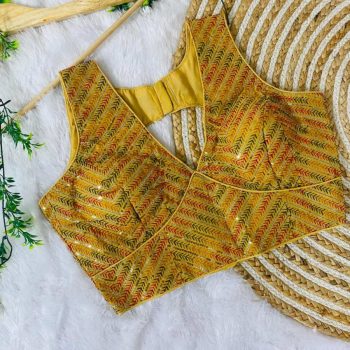 DESIGNER GEORGETTE MULTI WORK WITH SEQUENCE WORK STITCHED BLOUSE YELLOW
