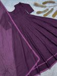 DESIGNER GEORGETTE SILK THREAD EMBROIDERY WORK WITH GPO LACE BORDER WORK GOWN WITH DUPATTA WEDDING WEAR WHOLESALE PRICE ETHNIC GARMENT (9)