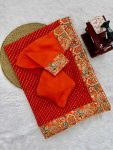 DESIGNER GEORGETTE THREAD & SEQUENCE EMBROIDERY WITH BADHANI PRINT WORK SAREE WITH UNSTITCHED BLOUSE FESTIVE WEAR WHOLESALE PRICE ETHNIC GARMENT (3)
