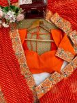 DESIGNER GEORGETTE THREAD & SEQUENCE EMBROIDERY WITH BADHANI PRINT WORK SAREE WITH UNSTITCHED BLOUSE FESTIVE WEAR WHOLESALE PRICE ETHNIC GARMENT (3)