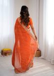 DESIGNER GEORGETTE THREAD & SEQUENCE EMBROIDERY WITH BADHANI PRINT WORK SAREE WITH UNSTITCHED BLOUSE FESTIVE WEAR WHOLESALE PRICE ETHNIC GARMENT (3)