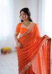 DESIGNER GEORGETTE THREAD & SEQUENCE EMBROIDERY WITH BADHANI PRINT WORK SAREE WITH UNSTITCHED BLOUSE FESTIVE WEAR WHOLESALE PRICE ETHNIC GARMENT (3)