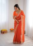 DESIGNER GEORGETTE THREAD & SEQUENCE EMBROIDERY WITH BADHANI PRINT WORK SAREE WITH UNSTITCHED BLOUSE FESTIVE WEAR WHOLESALE PRICE ETHNIC GARMENT (3)