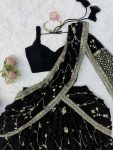 DESIGNER GEORGETTE THREAD WITH SEQUENCE WORK LEHENGA SAREE WITH UNSTITCHED BLOUSE AND DUPATTA WEDDING WEAR WHOLESALE PRICE ETHNIC GARMENT (2)