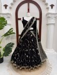 DESIGNER GEORGETTE THREAD WITH SEQUENCE WORK LEHENGA SAREE WITH UNSTITCHED BLOUSE AND DUPATTA WEDDING WEAR WHOLESALE PRICE ETHNIC GARMENT (2)