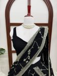 DESIGNER GEORGETTE THREAD WITH SEQUENCE WORK LEHENGA SAREE WITH UNSTITCHED BLOUSE AND DUPATTA WEDDING WEAR WHOLESALE PRICE ETHNIC GARMENT (2)