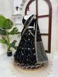 DESIGNER GEORGETTE THREAD WITH SEQUENCE WORK LEHENGA SAREE WITH UNSTITCHED BLOUSE AND DUPATTA WEDDING WEAR WHOLESALE PRICE ETHNIC GARMENT (2)