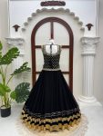 DESIGNER GEORGETTE THREAD WITH SEQUENCE WORK TOP LEHENGA SET PARTY WEAR WHOLESALE PRICE ETHNIC GARMENT (1)