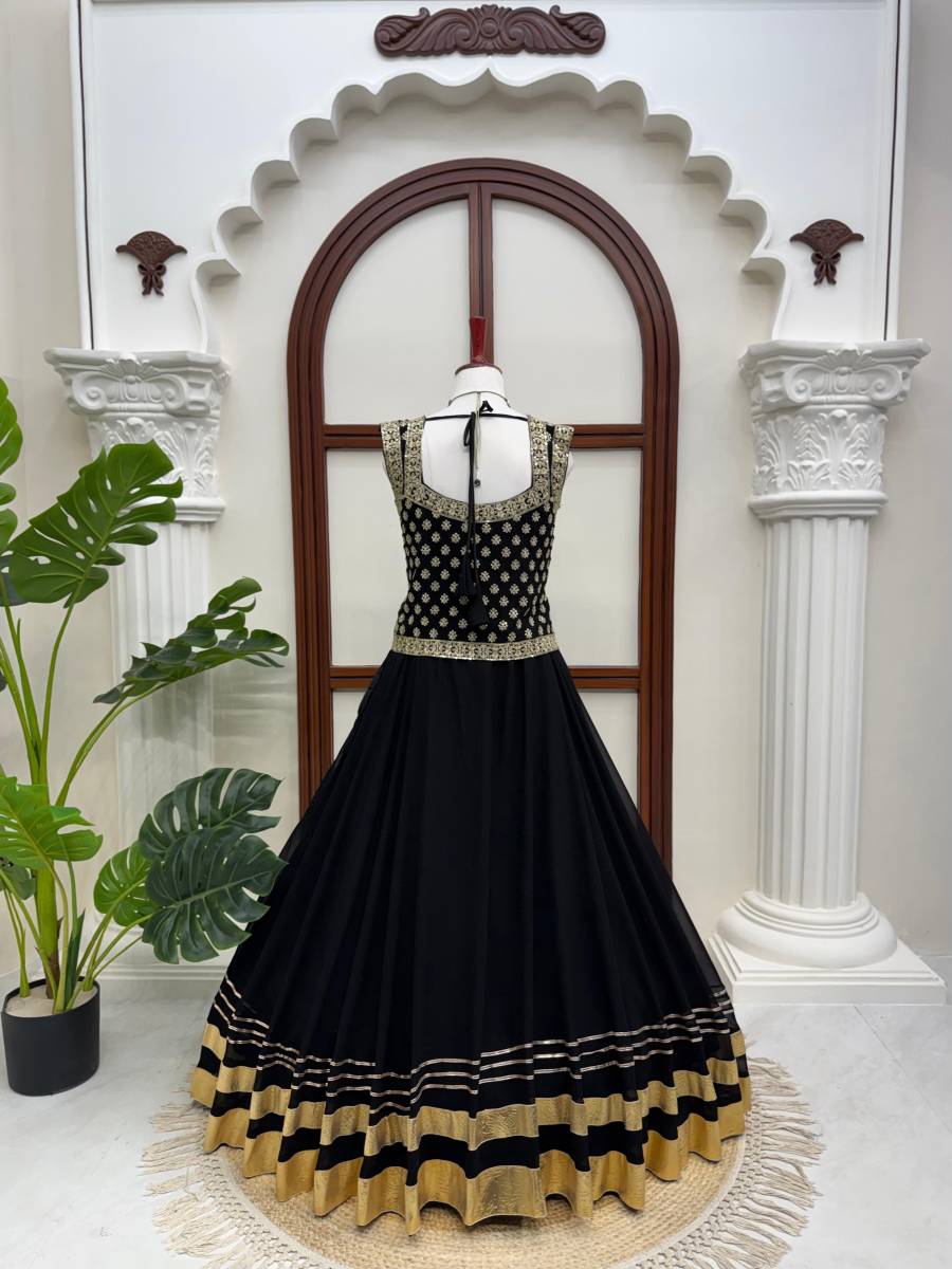 DESIGNER GEORGETTE THREAD WITH SEQUENCE WORK TOP LEHENGA SET PARTY WEAR WHOLESALE PRICE ETHNIC GARMENT (3)