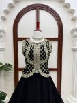 DESIGNER GEORGETTE THREAD WITH SEQUENCE WORK TOP LEHENGA SET PARTY WEAR WHOLESALE PRICE ETHNIC GARMENT (1)