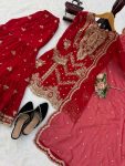 DESIGNER GEORGETTE THREAD WITH SEQUENCE WORK TOP SHARARA WITH DUPATTA FESTIVE WEAR WHOLESALE PRICE ETHNIC GARMENT (2)