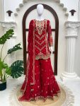 DESIGNER GEORGETTE THREAD WITH SEQUENCE WORK TOP SHARARA WITH DUPATTA FESTIVE WEAR WHOLESALE PRICE ETHNIC GARMENT (2)