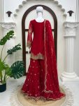 DESIGNER GEORGETTE THREAD WITH SEQUENCE WORK TOP SHARARA WITH DUPATTA FESTIVE WEAR WHOLESALE PRICE ETHNIC GARMENT (2)