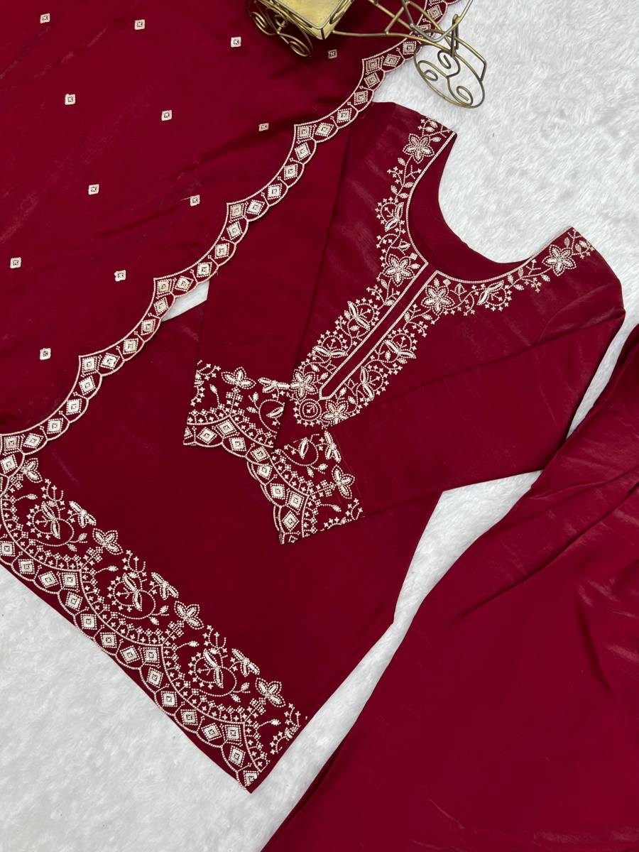 DESIGNER GLASS ROMAN SILK EMBROIDERY SEQUENCE AND JARI WORK TOP PATIYALA WITH DUPATTA FESTIVE WEAR WHOLESALE PRICE ETHNIC GARMENT (11)