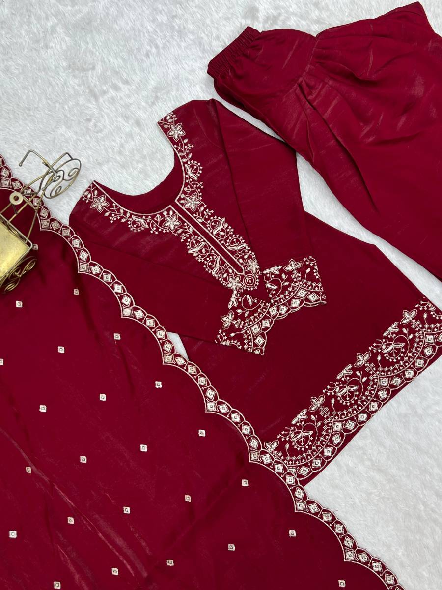 DESIGNER GLASS ROMAN SILK EMBROIDERY SEQUENCE AND JARI WORK TOP PATIYALA WITH DUPATTA FESTIVE WEAR WHOLESALE PRICE ETHNIC GARMENT (12)