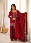 DESIGNER GLASS ROMAN SILK EMBROIDERY SEQUENCE AND JARI WORK TOP PATIYALA WITH DUPATTA FESTIVE WEAR WHOLESALE PRICE ETHNIC GARMENT (6)