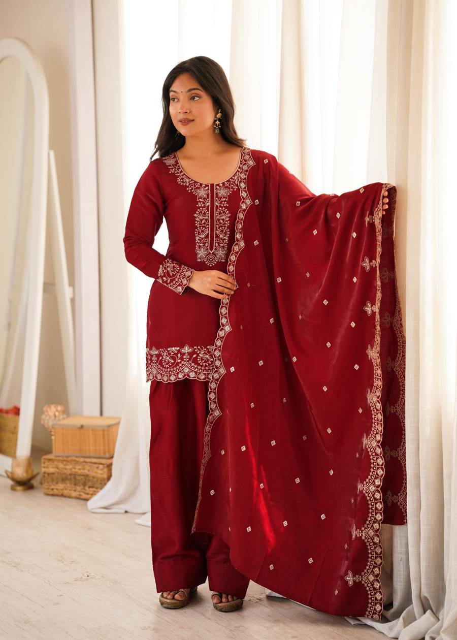 DESIGNER GLASS ROMAN SILK EMBROIDERY SEQUENCE AND JARI WORK TOP PATIYALA WITH DUPATTA FESTIVE WEAR WHOLESALE PRICE ETHNIC GARMENT (6)