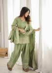 DESIGNER GLASS ROMAN SILK EMBROIDERY SEQUENCE DORI AND JARI WORK TOP PATIYALA WITH DUPATTA FESTIVE WEAR WHOLESALE PRICE ETHNIC GARMENT (5)