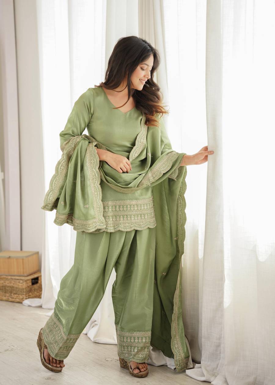 DESIGNER GLASS ROMAN SILK EMBROIDERY SEQUENCE DORI AND JARI WORK TOP PATIYALA WITH DUPATTA FESTIVE WEAR WHOLESALE PRICE ETHNIC GARMENT (3)
