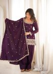 DESIGNER GLASS ROMAN SILK EMBROIDERY SEQUENCE DORI AND JARI WORK TOP PATIYALA WITH DUPATTA FESTIVE WEAR WHOLESALE PRICE ETHNIC GARMENT (6)