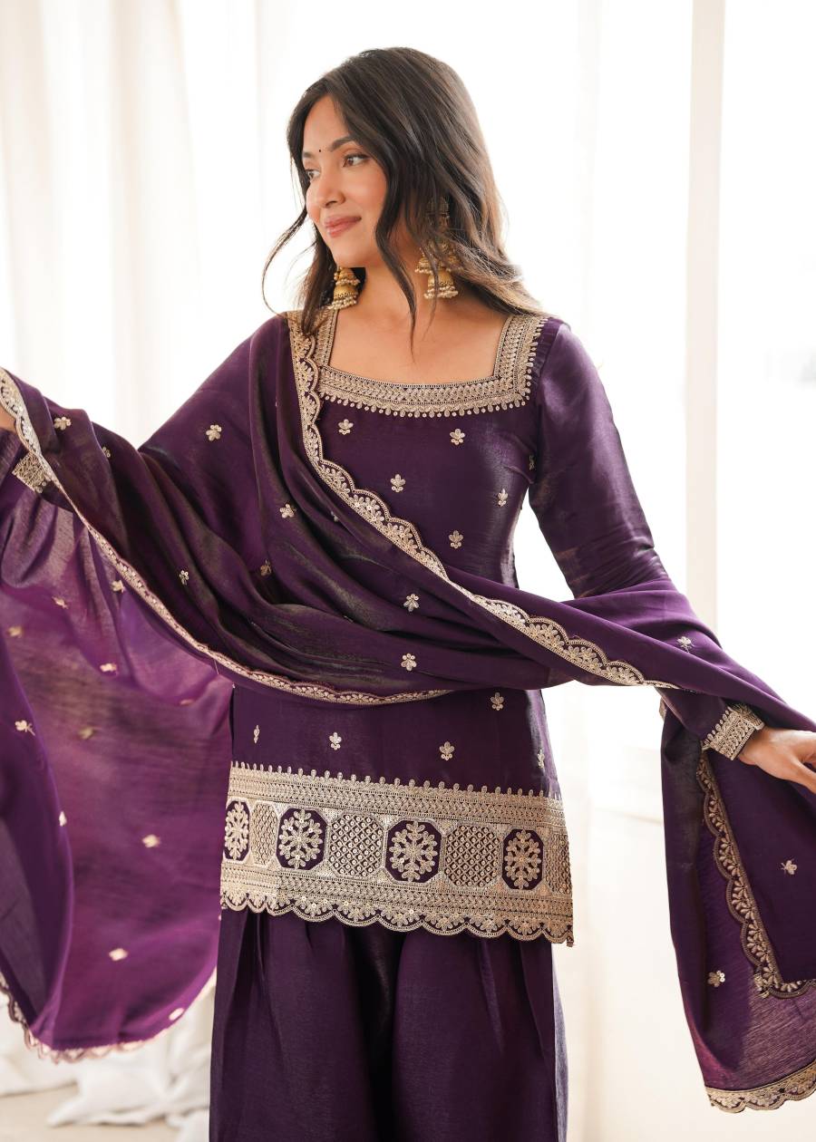 DESIGNER GLASS ROMAN SILK EMBROIDERY SEQUENCE DORI AND JARI WORK TOP PATIYALA WITH DUPATTA FESTIVE WEAR WHOLESALE PRICE ETHNIC GARMENT (8)