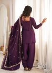 DESIGNER GLASS ROMAN SILK EMBROIDERY SEQUENCE DORI AND JARI WORK TOP PATIYALA WITH DUPATTA FESTIVE WEAR WHOLESALE PRICE ETHNIC GARMENT (6)