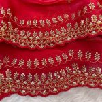 DESIGNER GMY SILK SEQUENCE EMBROIDERY AND CUT WORK BORDER SAREE WITH STITCHED BLOUSE WEDDING WEAR WHOLESALE PRICE ETHNIC GARMENT (2)