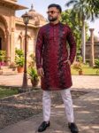DESIGNER HEAVY FABRIC EMBROIDERY SEQUENCE WORK KURTA PAYJAMA SET FESTIVE WEAR WHOLESALE PRICE ETHNIC GARMENT (1)