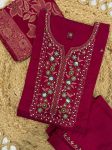 DESIGNER MANGO SILK MULTI EMBROIDERY SEQUENCE WITH HAND WORK TOP BOTTOM WITH DUPATTA FESTIVE WEAR WHOLESALE PRICE ETHNIC GARMENT (7)