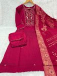 DESIGNER MANGO SILK MULTI EMBROIDERY SEQUENCE WITH HAND WORK TOP BOTTOM WITH DUPATTA FESTIVE WEAR WHOLESALE PRICE ETHNIC GARMENT (7)