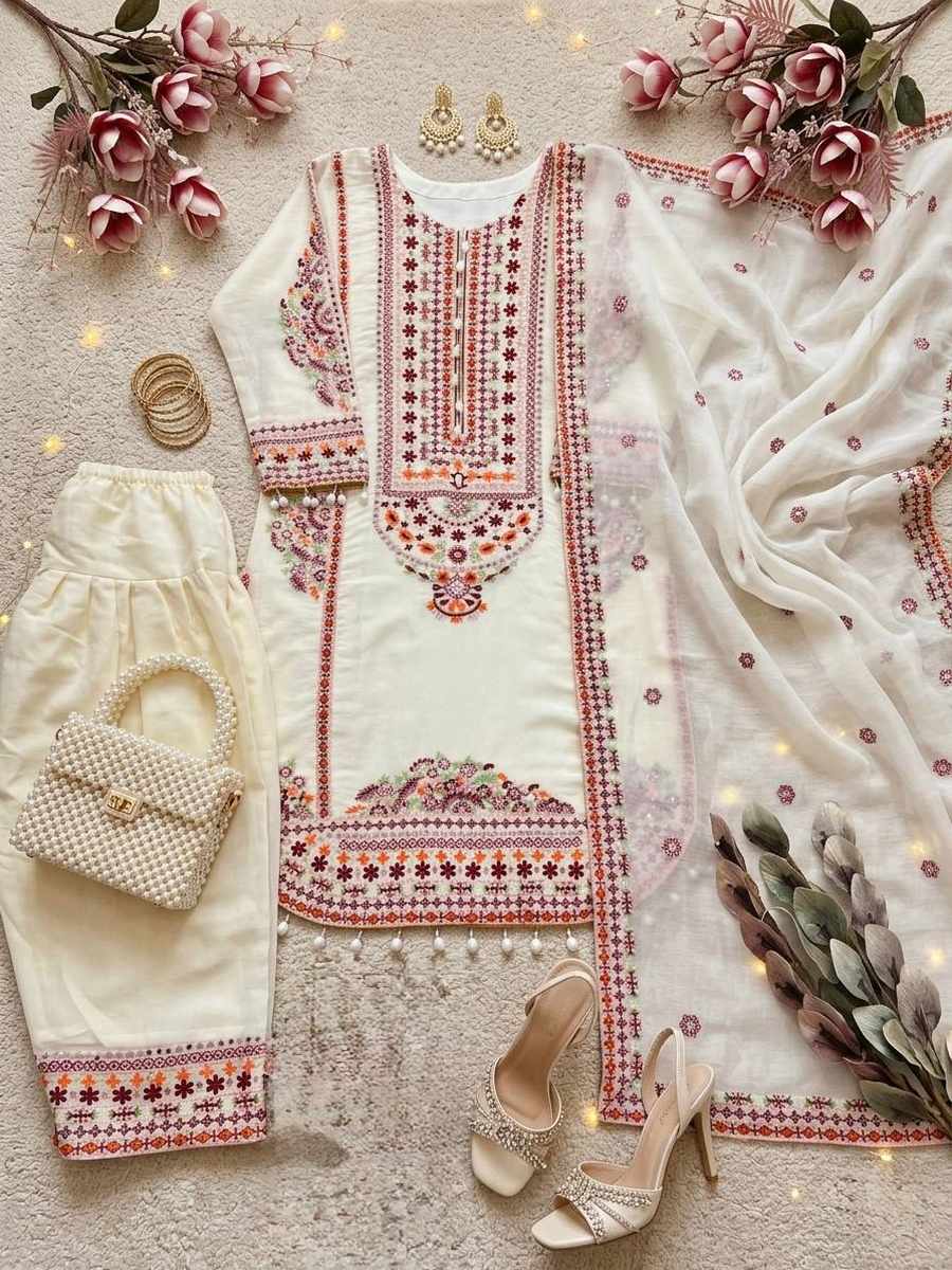 DESIGNER MUL CHANDERI EMBROIDERY SEQUENCE WITH REAL MIRROR HAND WORK AND FANCY LACE WORK TOP PALAZZO WITH DUPATTA FESTIVE WEAR WHOLESALE PRICE ETHNIC GARMENT (1)