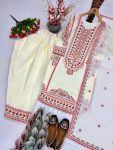 DESIGNER MUL CHANDERI EMBROIDERY SEQUENCE WITH REAL MIRROR HAND WORK AND FANCY LACE WORK TOP PALAZZO WITH DUPATTA FESTIVE WEAR WHOLESALE PRICE ETHNIC GARMENT (10)