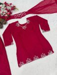 DESIGNER NATURAL CREPE EMBROIDERY AND MOTI WORK TOP PATIYALA WITH DUPATTA FESTIVE WEAR WHOLESALE PRICE ETHNIC GARMENT (11)